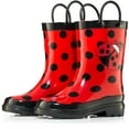thumbnail image 2 of Puddle Play Waterproof Toddler and Little Kids Red Ladybug Rubber Rain Boots With Easy-On Handles - Size 8 Toddlers, 2 of 6