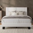 thumbnail image 3 of Virans Full Size Bed Frame,Velvet Platform Bed Frame with Upholstered Headboard,Sturdy Solid Wood Slats Support,Noise Free,No Box Spring, Easy to Assemble - White, 3 of 8