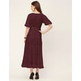 thumbnail image 4 of Moomaya Short Sleeve V Neck Solid Rayon Dress - Women's Casual Tiered Dress, 4 of 9