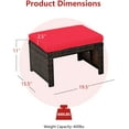 thumbnail image 2 of SAZYY 2 Piece Outdoor Wicker Ottomans, Patio Rattan Footstool with Cushions, Solid Steel Frame, Multifunctional Ottomans for Poolside Backyard Balcony, Red, 2 of 10