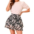 thumbnail image 1 of Unique Bargains Jupe Mini à Imprimé Floral pour Femmes, en Chiffon, 1 of 5