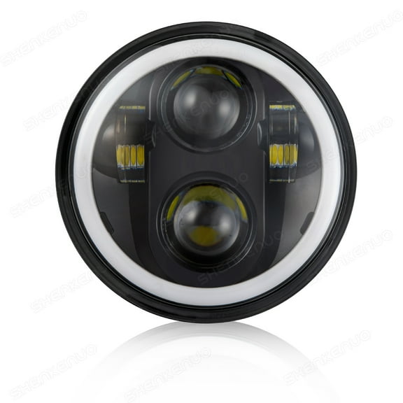 DOT Approved 90W 5-3/4 5.75" Round Projection Headlight,For Yamaha V-Star XVS 650 950 1100,with Amber Turn Signal and White DRL,Hi/Low Headlight,1PCS