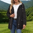 thumbnail image 5 of Smsaxvxz Plus Size Rain Jacket for Women Casual Striped Lined Hooded Lightweight Raincoat Outdoor Waterproof Windbreaker Black L, 5 of 10