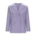 thumbnail image 4 of VSSSJ Women's Blazer Jacket Solid Color Long Sleeve Notch Lapel Suit Coat with Pockets Business Casual Classic Office Work Suit Jacket Purple S, 4 of 6