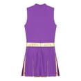 thumbnail image 6 of inhzoy Women's Cheerleading Uniforms Metallic Cheer Leader Pleated Leotard Dress Purple L, 6 of 7
