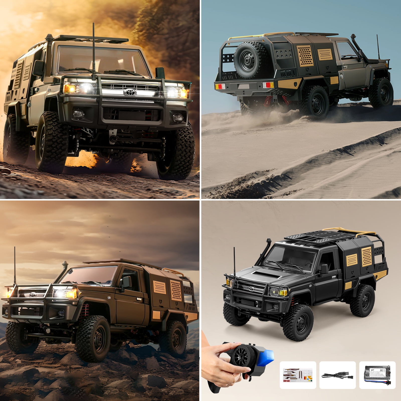 1/12 Scale RC Crawler, MN-82S LC79 RTR RC Truck 4x4 Off Road Vehicles 2.4GHz RC Rock Crawler Car with LED Lights, 7.4V 1200mAh Battery for Adults Hobby Toys (Silver)