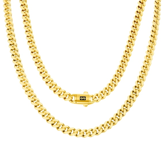 Nuragold 10k Real Yellow Gold Royal Monaco 6mm Miami Cuban Link Necklace (16"-30") Italian Jewelry for Men & Women