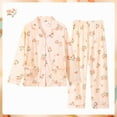 thumbnail image 2 of Floral Print Plus Size Pajama Set Loose Fit Cotton Blend Long Sleeve Two Piece Home Wear, 2 of 5