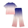 thumbnail image 4 of Abcomgle Girls 2 Piece Outfits Size 10-12 Gradient Short Sleeve Tee Top and Wide Leg Pants Set Cute Trendy Girls Activewear Sets,5-6 Years, 4 of 4