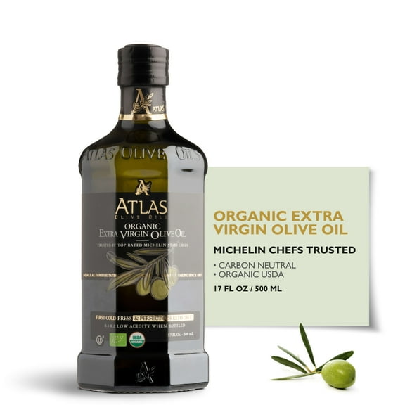 Atlas 500 ml Organic Cold Pressed Moroccan Extra Virgin Olive Oil, Polyphenol Rich From Morocco, Newly Harvested Unprocessed from One Single Family Farm Trusted by Michelin Star Chefs