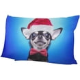 thumbnail image 6 of Smart Dog in Christmas Costume Velvet Oblong Lumbar Plush Throw Pillow Cover/Shams Cushion Case 16x24in Decorative Invisible Zipper Design for Couch Sofa Pillowcase Only, 6 of 7