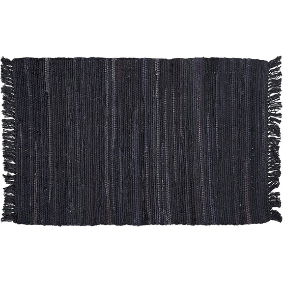 Black 30 x 50 inch Rag Throw Rug