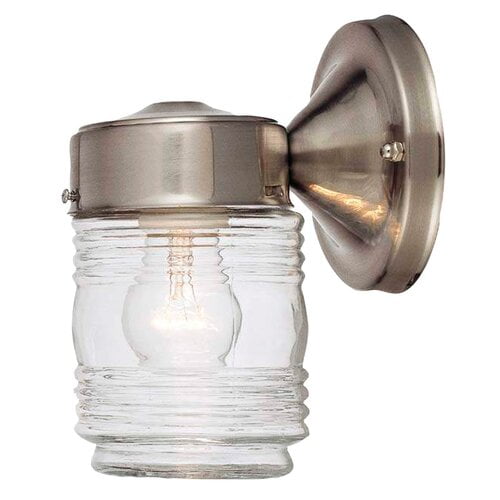 Hardware House Wall Mounted Jelly Jar Light Fixture with Polished Brass