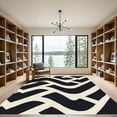 thumbnail image 2 of ODIKA 3'x5' Machine Washable Non-Slip Area Rug, Fluid Ribbon with Overlapping Curves and Minimalist Detailing High Traffic Rug, Black, 905713, 2 of 7