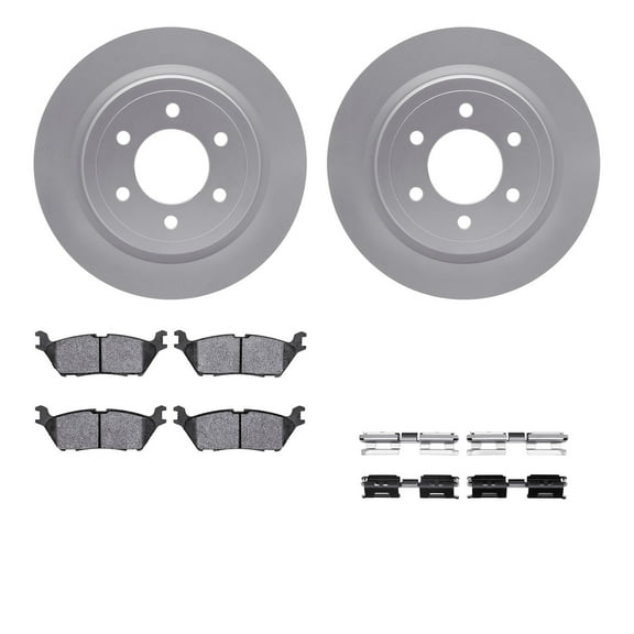 Dynamic Friction Company Rear Geospec Brake Rotors with Ultimate Duty Performance Brake Pads includes Hardware 4412-54080