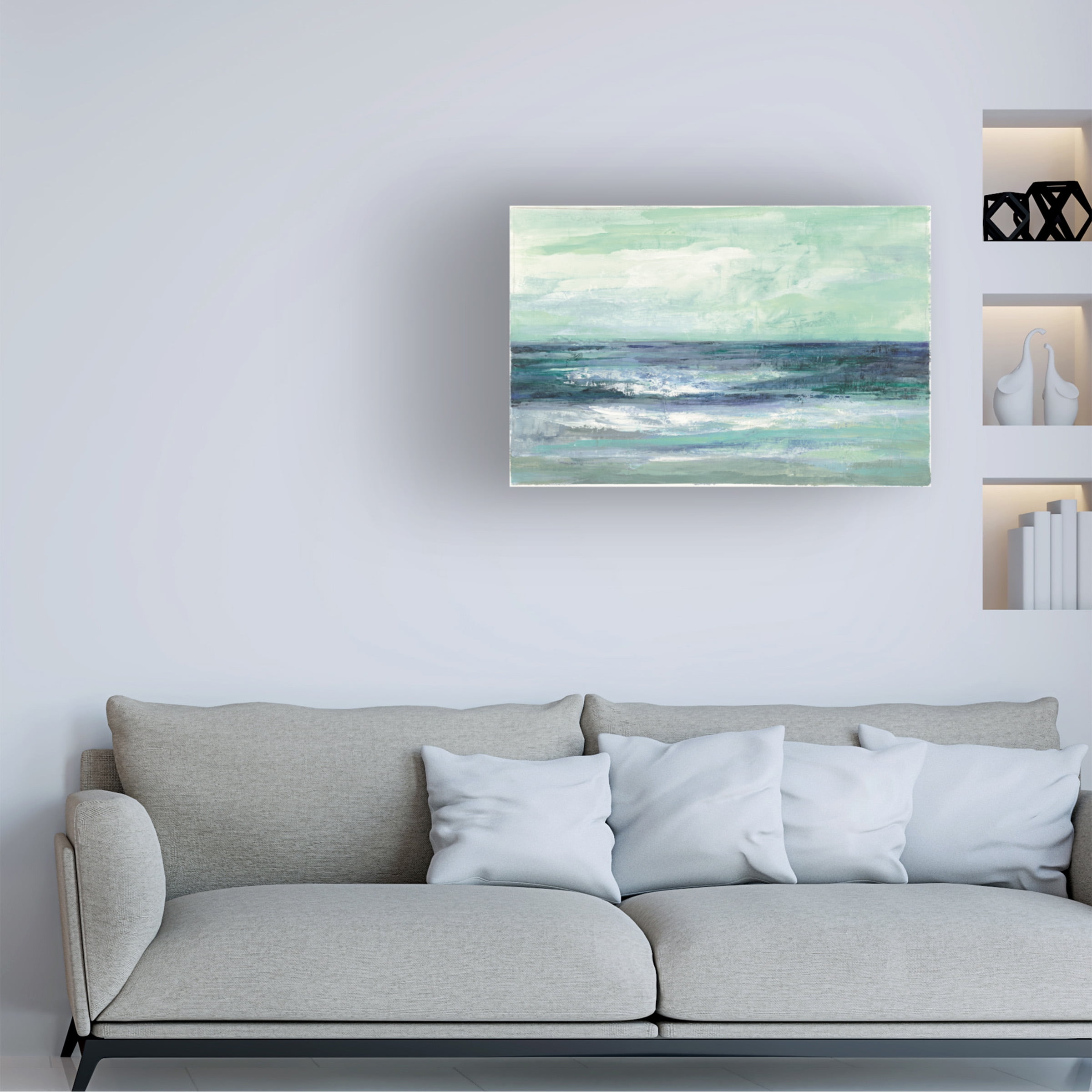 Silvia Vassileva 'Tide Green And Teal' Canvas Art