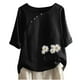 thumbnail image 1 of Blusas de Manga Corta para las Mujeres Impresas Cuello Redondo Camiseta Casual, Blusa de Algodón de Imitación para las Mujeres, 1 of 4