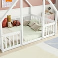 thumbnail image 6 of Jopath Full Size Floor Bed Frame Montessori Bed with House-Shaped Floor Bed with Fence, Guardrails for Kids,Boys,Girls White 1, 6 of 10