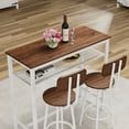 thumbnail image 3 of HSUNNS 3-Piece Bar Table Set with 2 Stools, 40” Rectangular Pub Table with Sturdy Metal Frame, Space-Saving Dining Set for Kitchen, Living Room, Small Space, Wood Color, 3 of 9