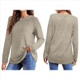 thumbnail image 3 of Camisas de Larga para Mujer, Blusas Holgadas de Cuello Redondo, Elegantes, Informales, para Otoño e Invierno. Albaricoque XL, 3 of 5