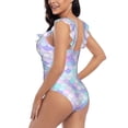 thumbnail image 5 of Yiaed Rainbow Scales Print Women's Ruffled One Piece Swimsuit V Neck Swimwear Slimming Monokini for Woman-Large, 5 of 8