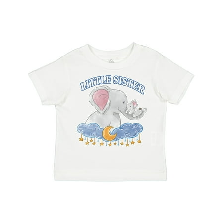

Inktastic Little Sister Cute Elephants with Moon and Stars Gift Toddler Toddler Girl T-Shirt