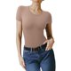 thumbnail image 1 of Body REORIA Beige con doble forro básico de manga corta para mujer, 1 of 5