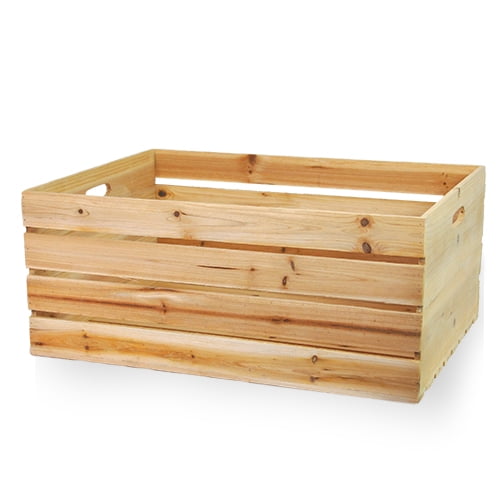 Natural Wooden Storage Crate with InHandles XXL 21in
