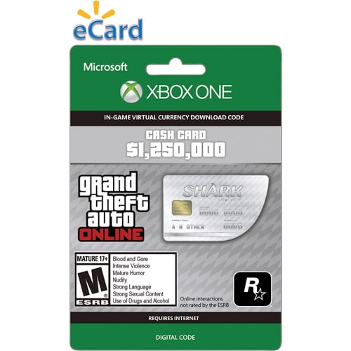 Grand Theft Auto Online 1,250,000 GTA-Dollars Código de descarga Xbox One GTA V Great White Shark Cash Card 