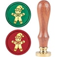 thumbnail image 2 of 1PC Brass Sealing Wax Seal Stamp Removable Wood Handle Gingerbread Man pattern 25mm, 2 of 7
