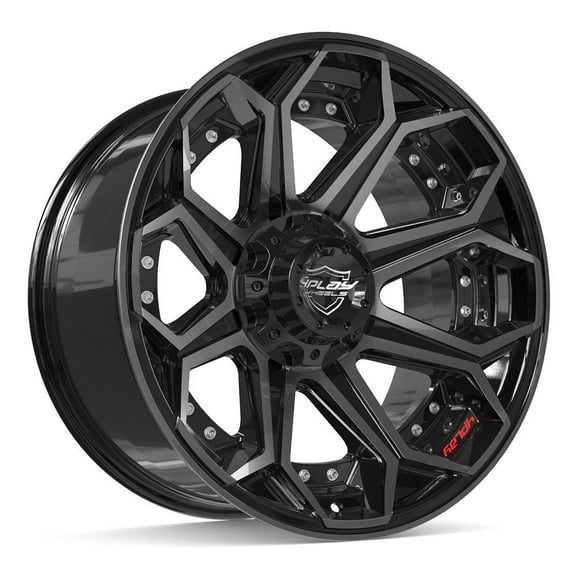 4PLAY Wheels 4P80R 20 Inch Rim Fits 6x135 & 6x139.7 20x10 Gloss Black Brushed with Tinted Clear (1)