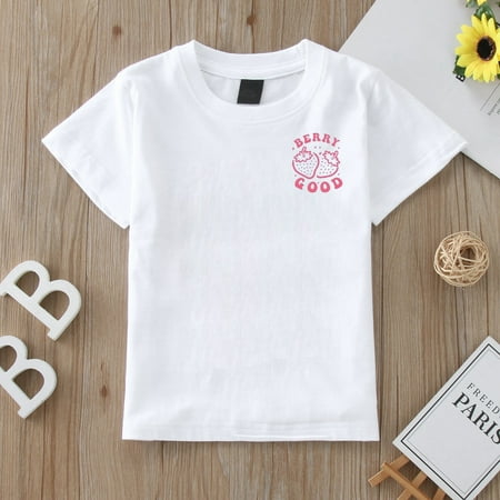 

PEASKJP Graphic Tees Girls Lightweigh Soft Toddler Baby Girl Ruffle Sleeve Cotton T Shirts Summer Tank Tops Tee White 5-6 Years