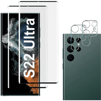 Galaxy S22 Ultra Screen Protector with Camera Lens Protector, HD Tempered Glass Film Support Fingerprint Unlock, 3D Curved, Anti Scratch, Bubble Free for Samsung Galaxy S22 Ultra 5G