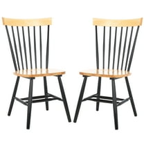 SAFAVIEH Parker Country Wood Solid Dining Parsons Chair, Natural/Black (Set of 2)