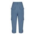 thumbnail image 7 of Men's Cargo Pants 3/4 Length Casual Hiking Trousers Elastic Waist Button Fly Outdoor Bottoms Roll-Up Cuff Chino Trousers with Pockets, 7 of 7