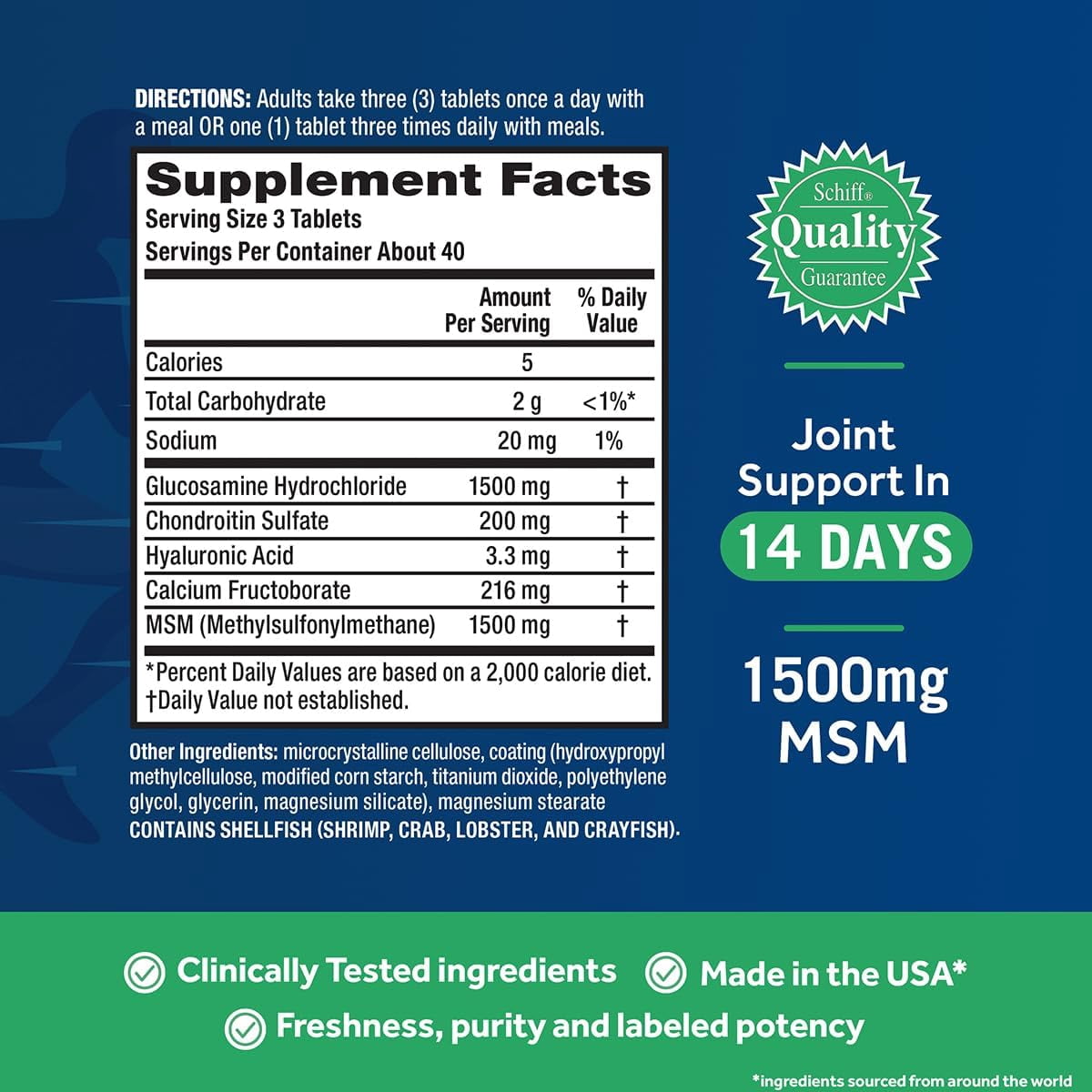 Move Free Advanced Plus MSM Coated Tablets, Joint Health Supplement with Glucosamine and Chondroitin, Count, Pack of