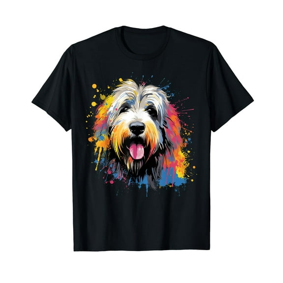 Cute Old English Sheepdog on painted Old English Sheepdog T-Shirt