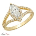 thumbnail image 6 of 1.2 ct Marquise Cut Real Genuine Natural Diamond VS1-VS2 G-H 14K Yellow Gold Halo Promise Wedding Statement Engagement Designer Ring W/ Crystal side stones size 10, 6 of 7