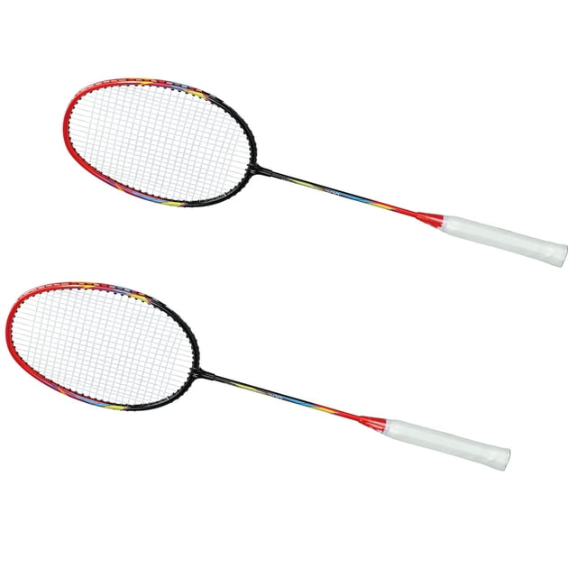 Badminton Racquets Set, Non Slip Handle Badminton Racket Red and Black 660mm Aluminum Alloy Frame for Gym for 2 Players