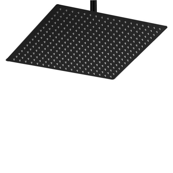 Alcachofa de ducha BeSy Rainfall de acero inoxidable, 40 cm, 16 x 16 pulgadas, color negro