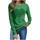 thumbnail image 5 of Mujeres de Manga Larga Tops Casual Día de San Patricio Impresión Cuello Redondo Blusa Suelta Poliéster Ligero Suave Cómodo para Primavera Verano, 5 of 6