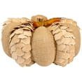 thumbnail image 2 of Northlight Burlap and Wooden Petals Pumpkin Fall Harvest Decoration - 10" - Beige, 2 of 6