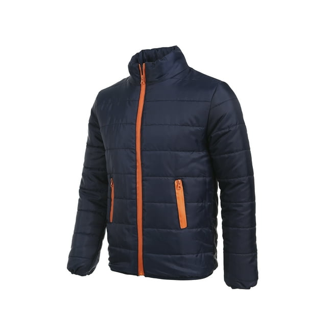 Veste d'Hiver Pliable pour Hommes avec Col Montant et Fermeture Éclair Complète