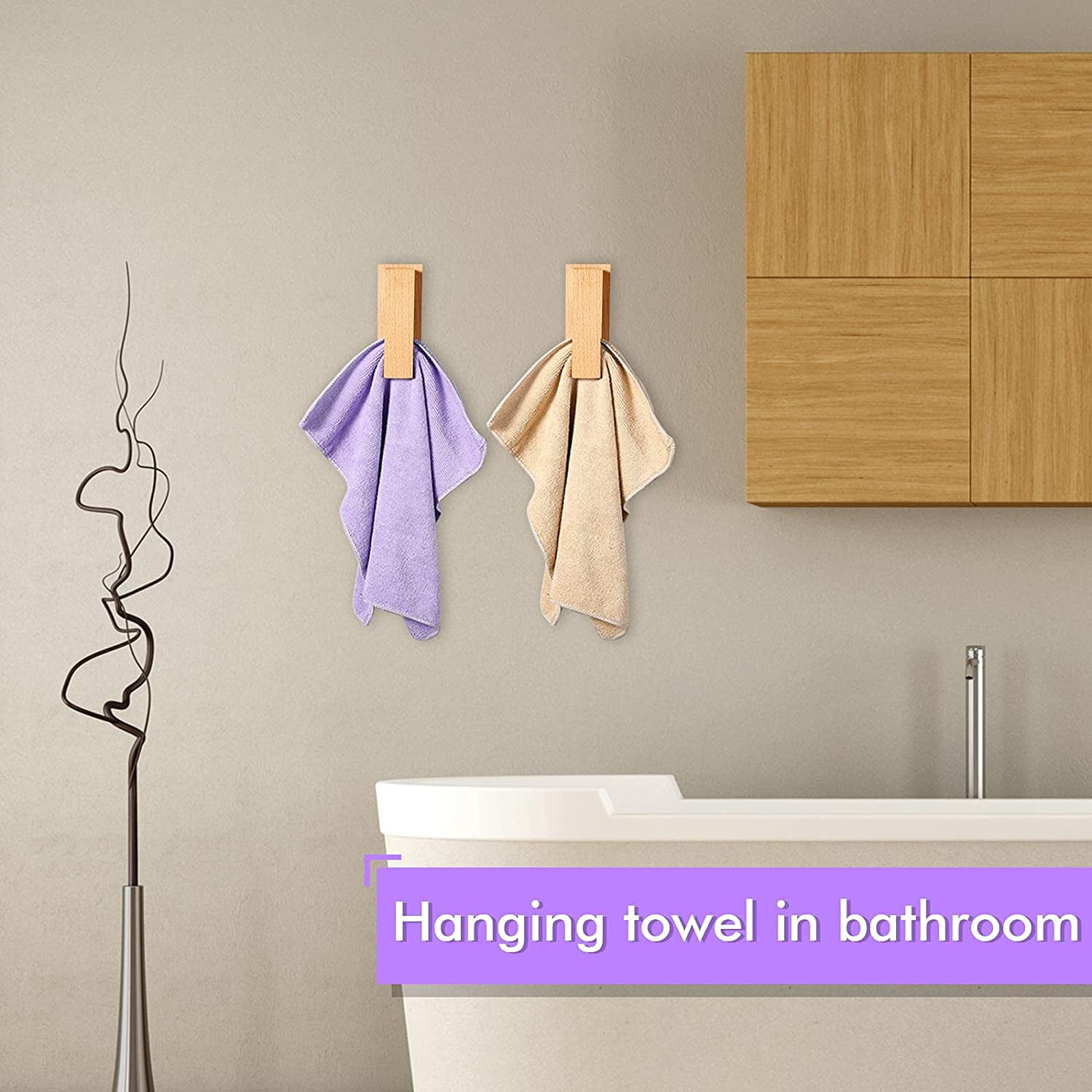 2 Packs Wood Towel Hooks Rack Self Adhesive Vintage Towel Holder Natural Texture Wooden Towel Hook Wooden Wall Mounted Towel Racks Hanger for Bathroom Kitchen Wall Home Decor Quick Drying Walmart