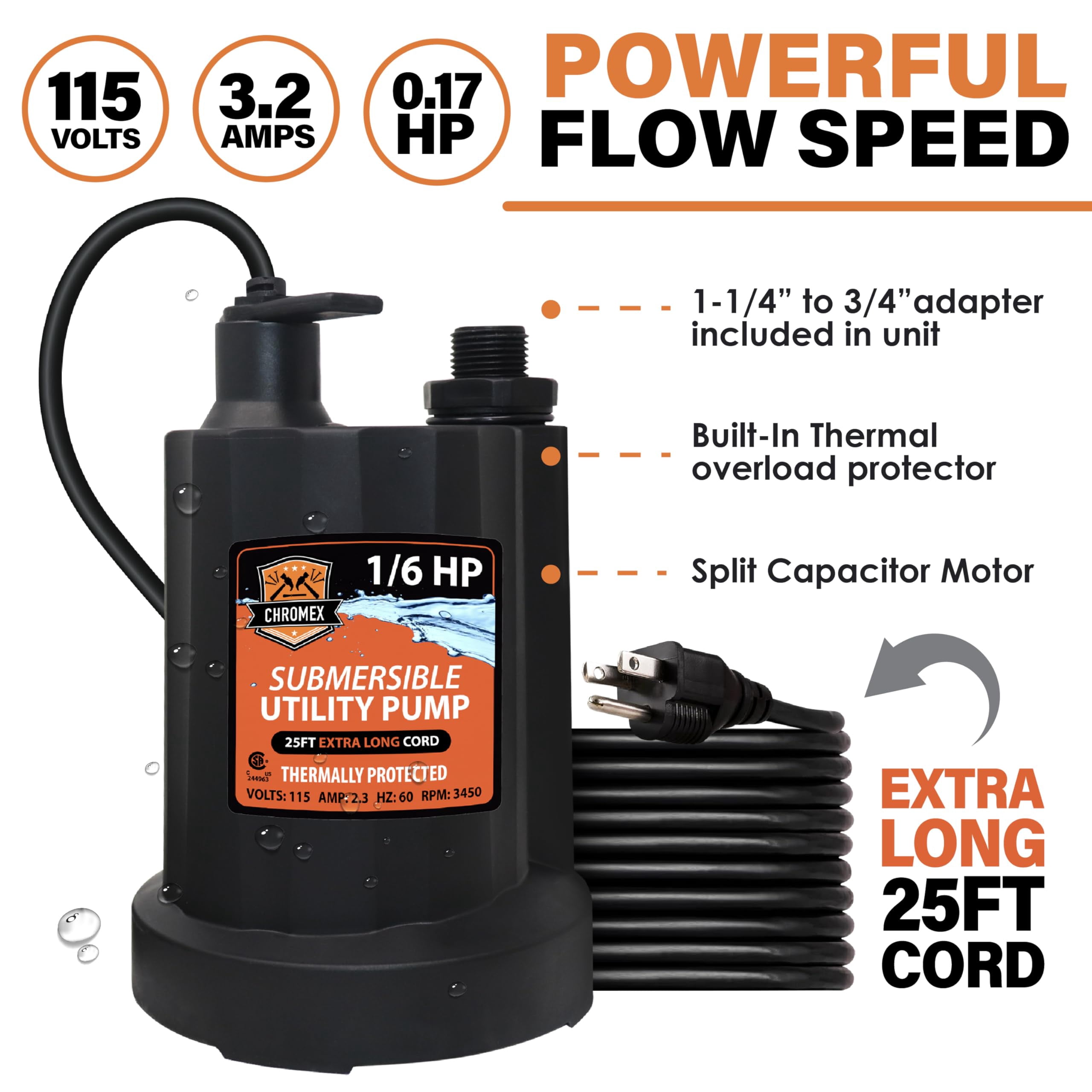 Tankless Water Heater Flush Kit with Descaling Solution, 1/6 HP Pump, 25 ft Power Cord