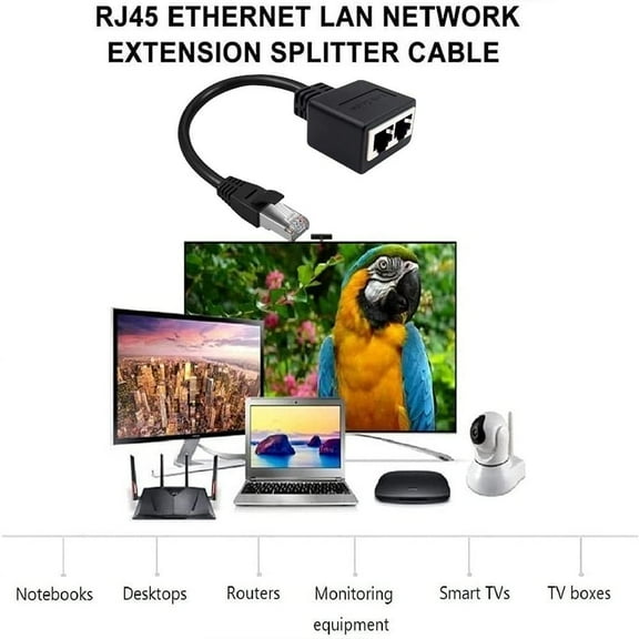 Blarkrus Rj45 One To Two Big Head Gigabit Rj45 Ethernet Interface Adapter Distributor 1 Male To 2 Female Ports Lan Network Rj45 One To Two Extension Cable