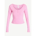 thumbnail image 5 of No Boundaries Long Sleeve Henley Top with Lace Trim, Women's XXS-XXL, 5 of 5