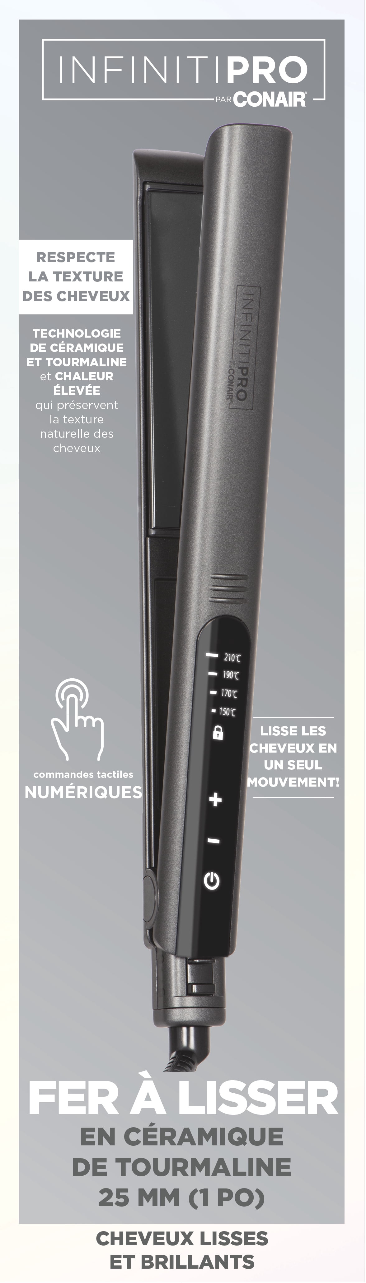 infinitiPRO by Conair 1" Tourmaline Ceramic Flat Iron, Hair Straightener