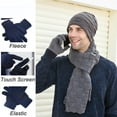thumbnail image 4 of Men Winter Knitted Windproof Hat Scarf Gloves 3PCS Winter Knitted Hat Men Warm Hat Leisure Vacation Daily Cap, 4 of 5