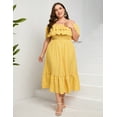 thumbnail image 4 of Yesfashion Women Plus Size Off Shoulder Maxi Dress Ruffle Flowy Casual Summer Boho Long Dresses, 4 of 8